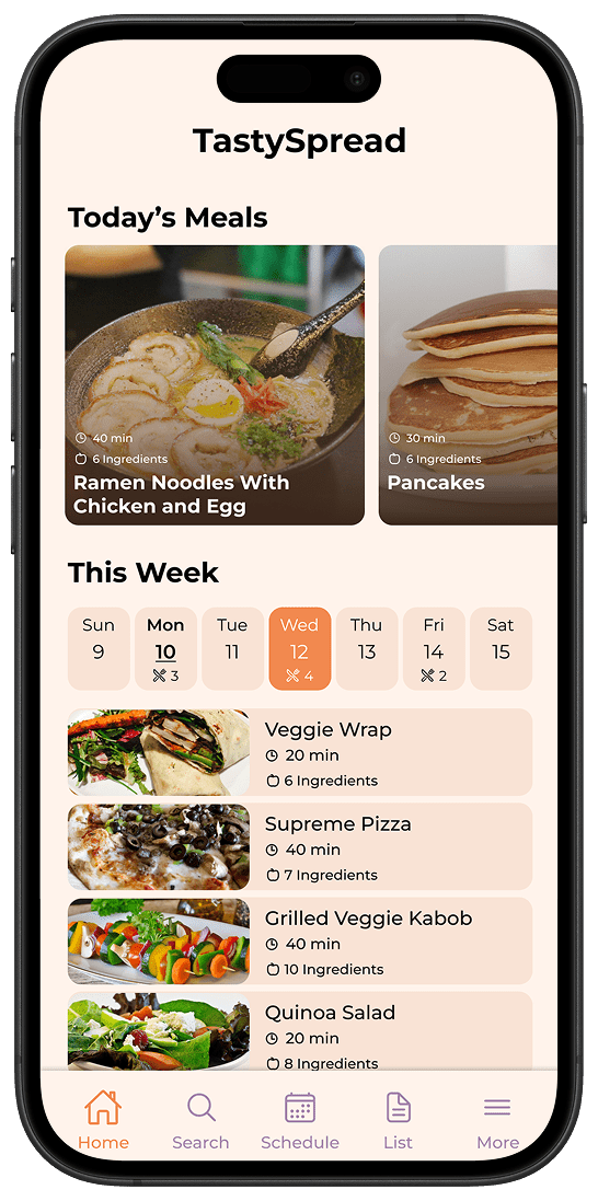 TastySpread App Home Screenshot