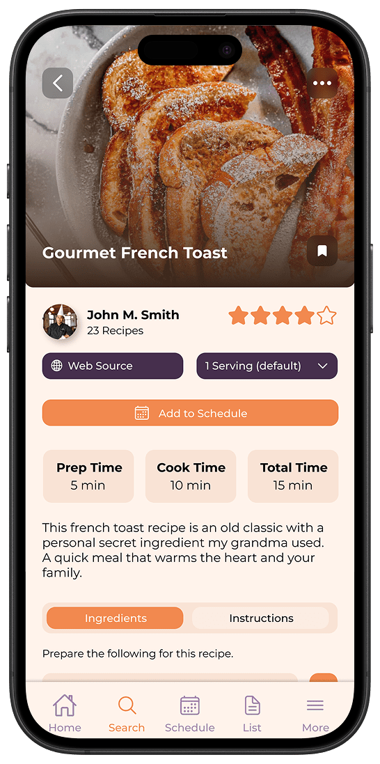 TastySpread App Recipe Details Screenshot