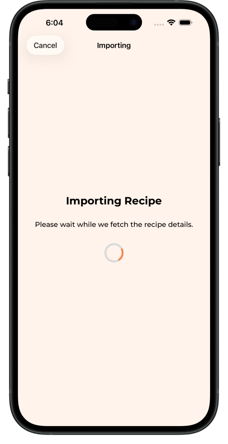 TastySpread importing a recipe on iPhone